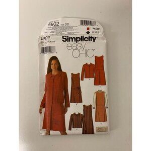 Vintage 2002 Simplicity Sewing Pattern 5902 Womens Dress Jumper Jacket Size 4 6